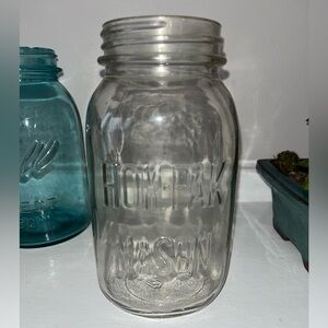 Vintage HOME-PAC Anchor Hocking Clear Glass Quart Mason Jar